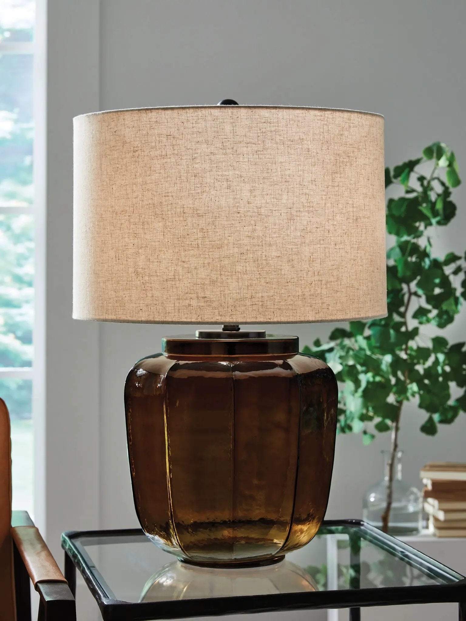 Bainmore - Glass Table Lamp - Amber by Unique Piece Furniture