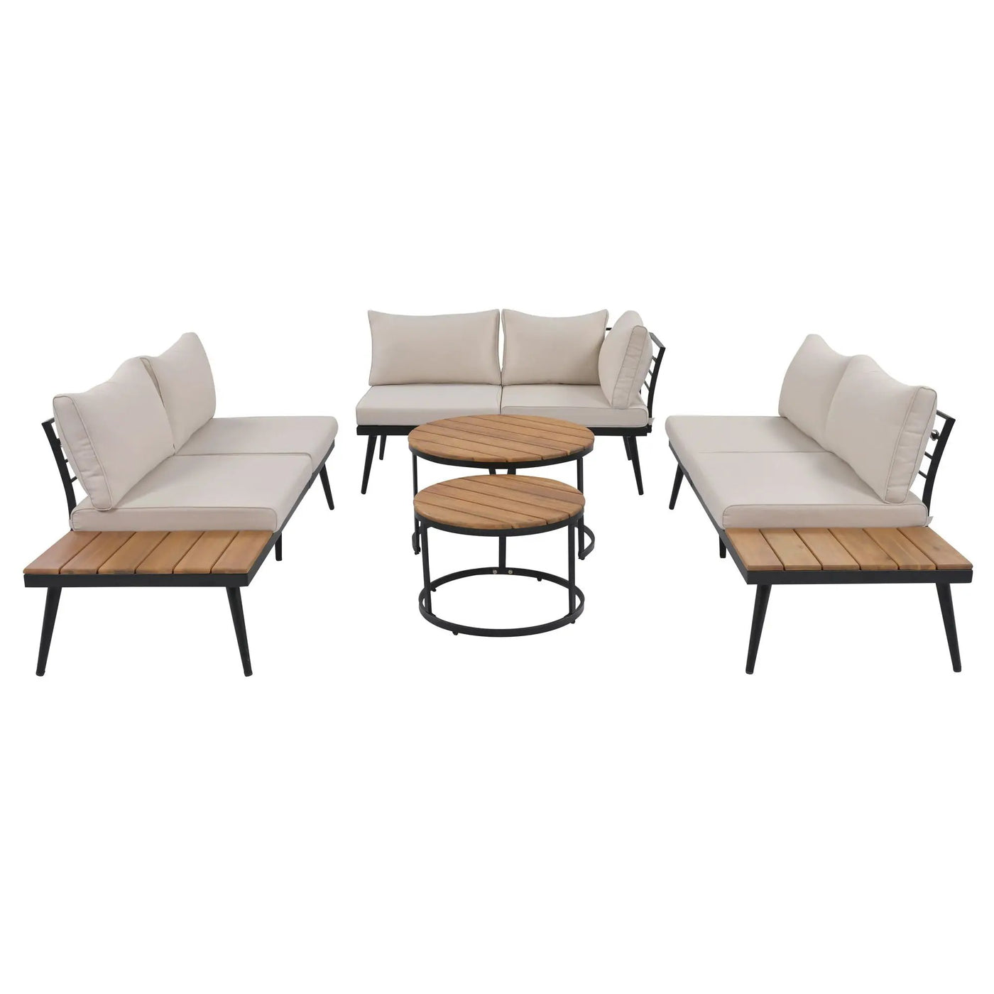 Modern Outdoor Sectional Sofa Set With Nesting Coffee Tables by HouseOfZazla