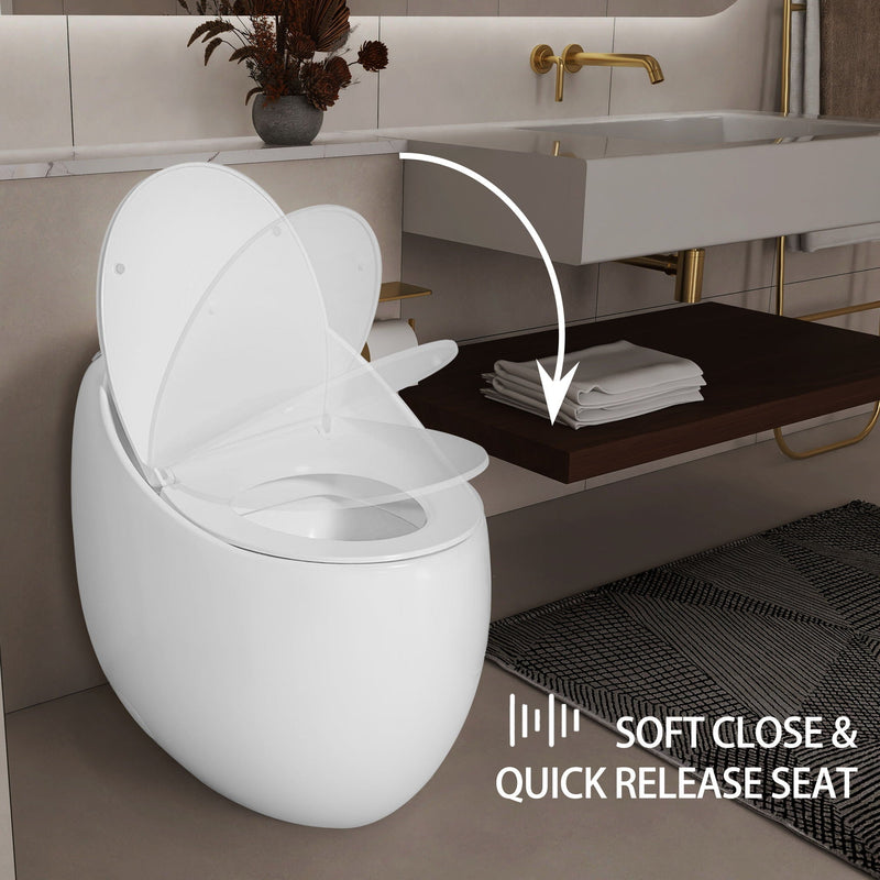 Modern Egg Shape Toilet 1.28 Gpf Single Flush Ceramic by HouseOfZazla
