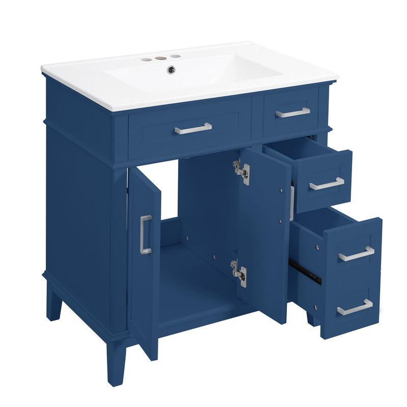 Modern Bathroom Vanity With Sink, Storage Cabinet, Soft Close Doors, Deep & Standard Drawers by HouseOfZazla