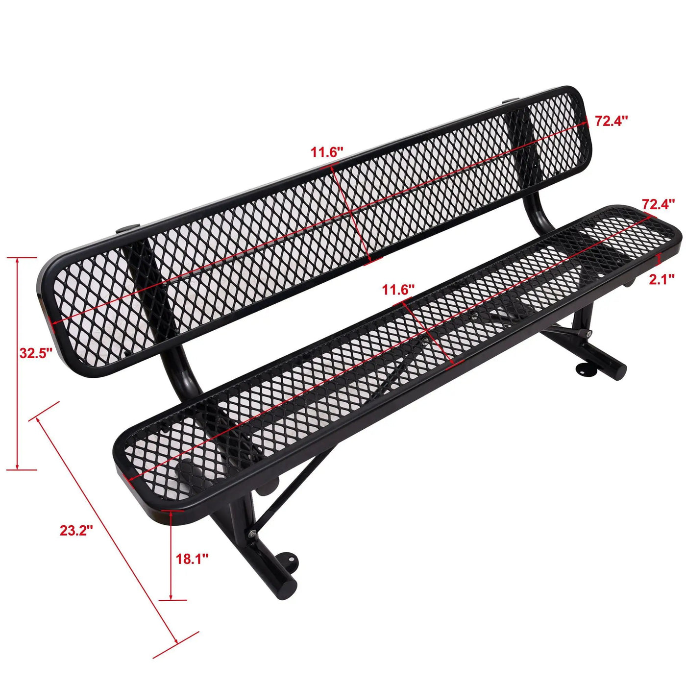 6' Outdoor Steel Bench With Backrest by HouseOfZazla