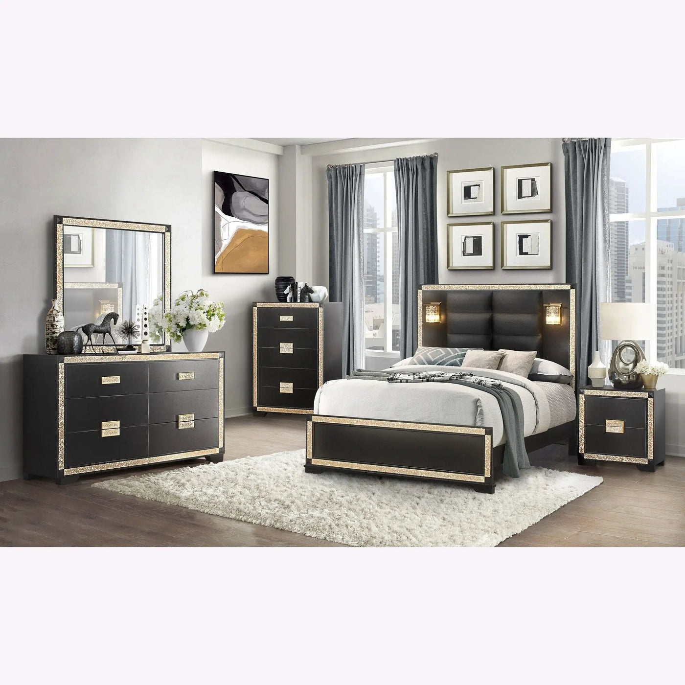 Lively - Bed With Lamps, Elegant Design by Unique Piece Furniture