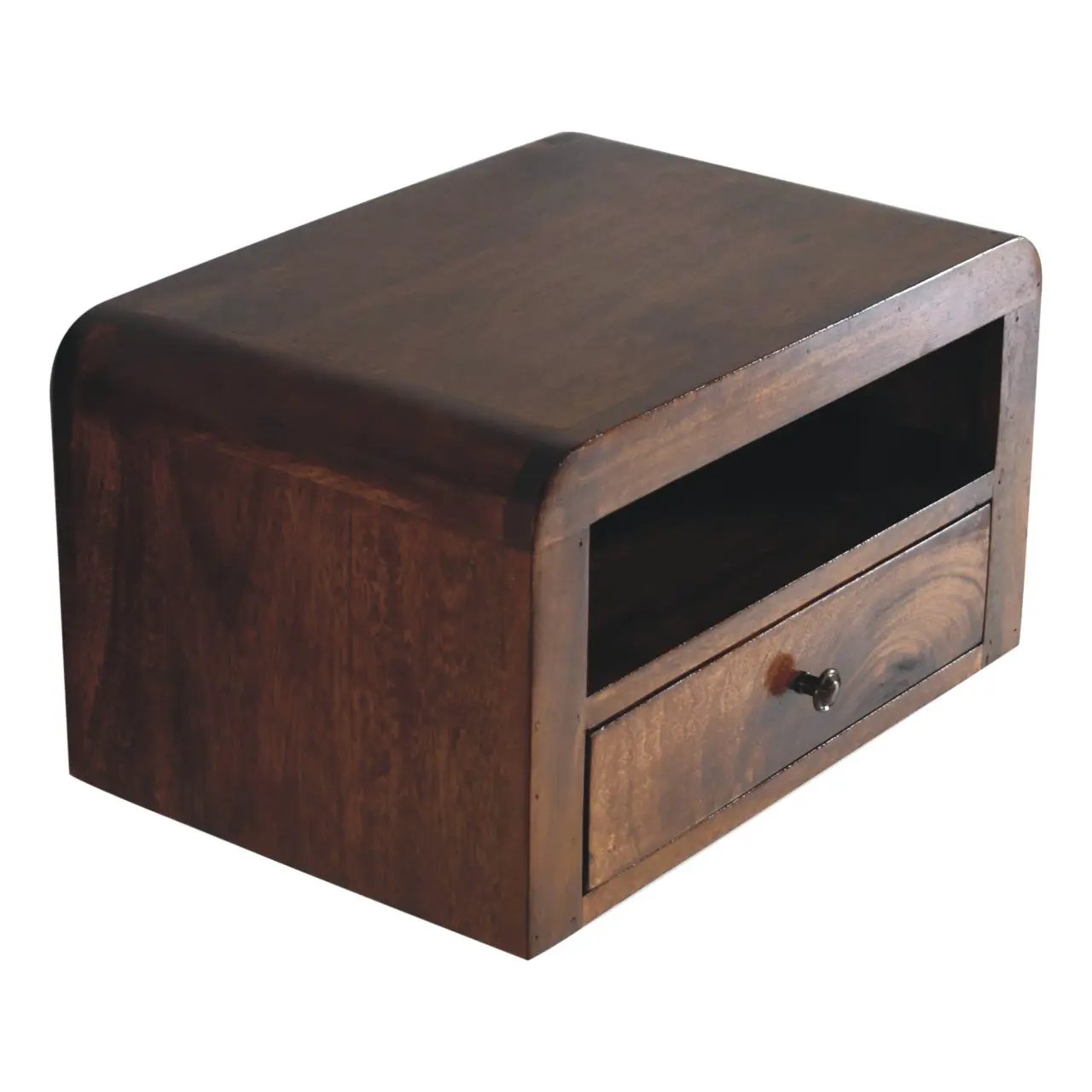 Chunky Chestnut Floating Bedside, 1-Drawer, 1 Open Slot by HouseOfZazla