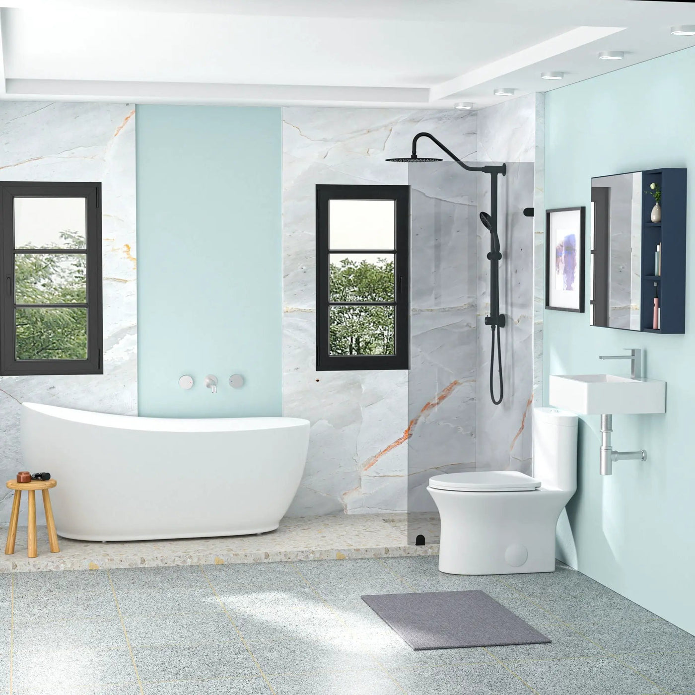Modern Ceramic Rectangular Wall Mounted Bathroom Sink With Faucet Hole & Overflow by HouseOfZazla