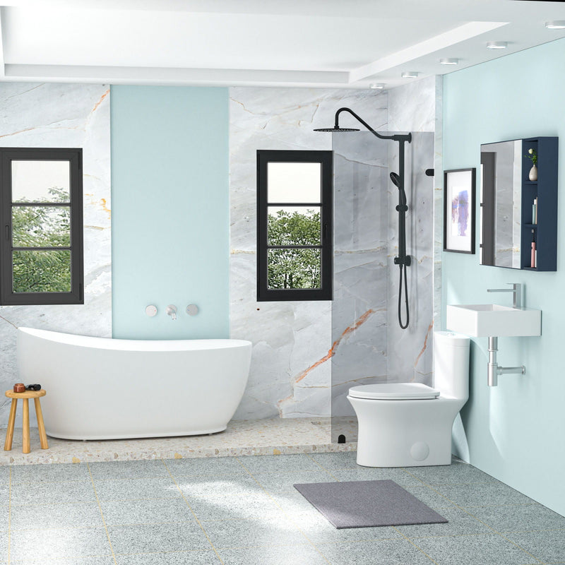 Modern Ceramic Rectangular Wall Mounted Bathroom Sink With Faucet Hole & Overflow by HouseOfZazla