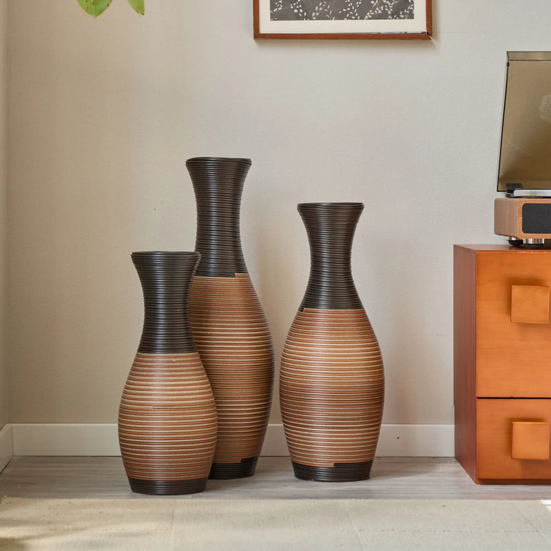 Designer Floor Vases, Large Vases For Home Decor Flooring (Set of 3) by HouseOfZazla