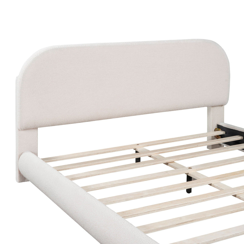 Upholstered Platform Bed With Thick Solid Frame And Stylish Curve-Shaped Design by HouseOfZazla