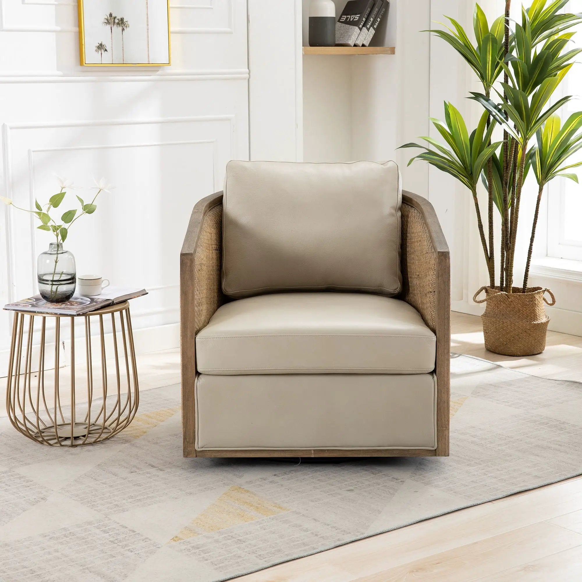 Barrel, Comfy Round Accent Sofa Chair With 360 Degree Swivel, Leisure Arm by HouseOfZazla