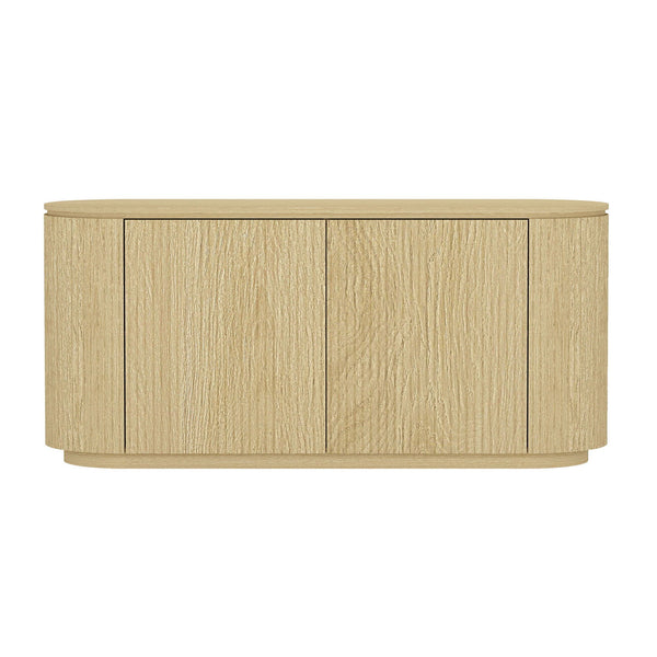 Olivia - Sideboard With 4 Adjustable Shelves With Handle Free Doors And Rounded Edges - Oak