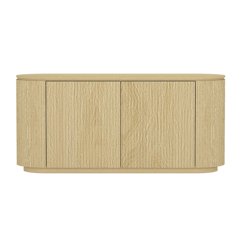 Olivia - Sideboard With 4 Adjustable Shelves With Handle Free Doors And Rounded Edges - Oak by HouseOfZazla