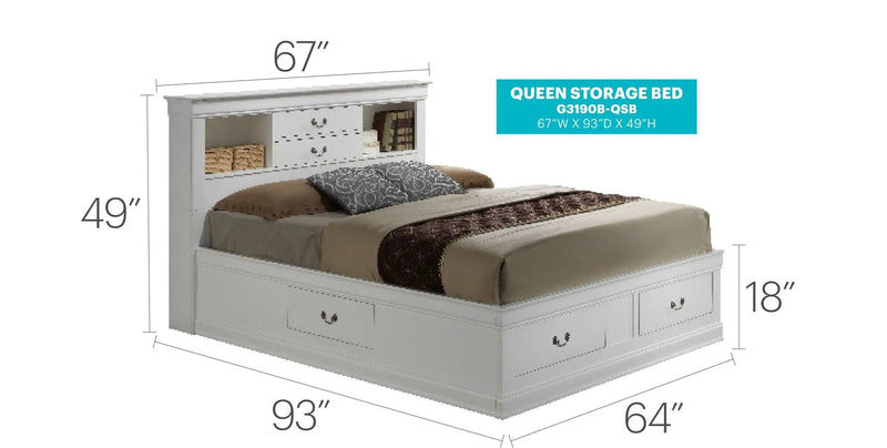 Traditional Style Bookcase Storage Bed by Unique Piece Furniture