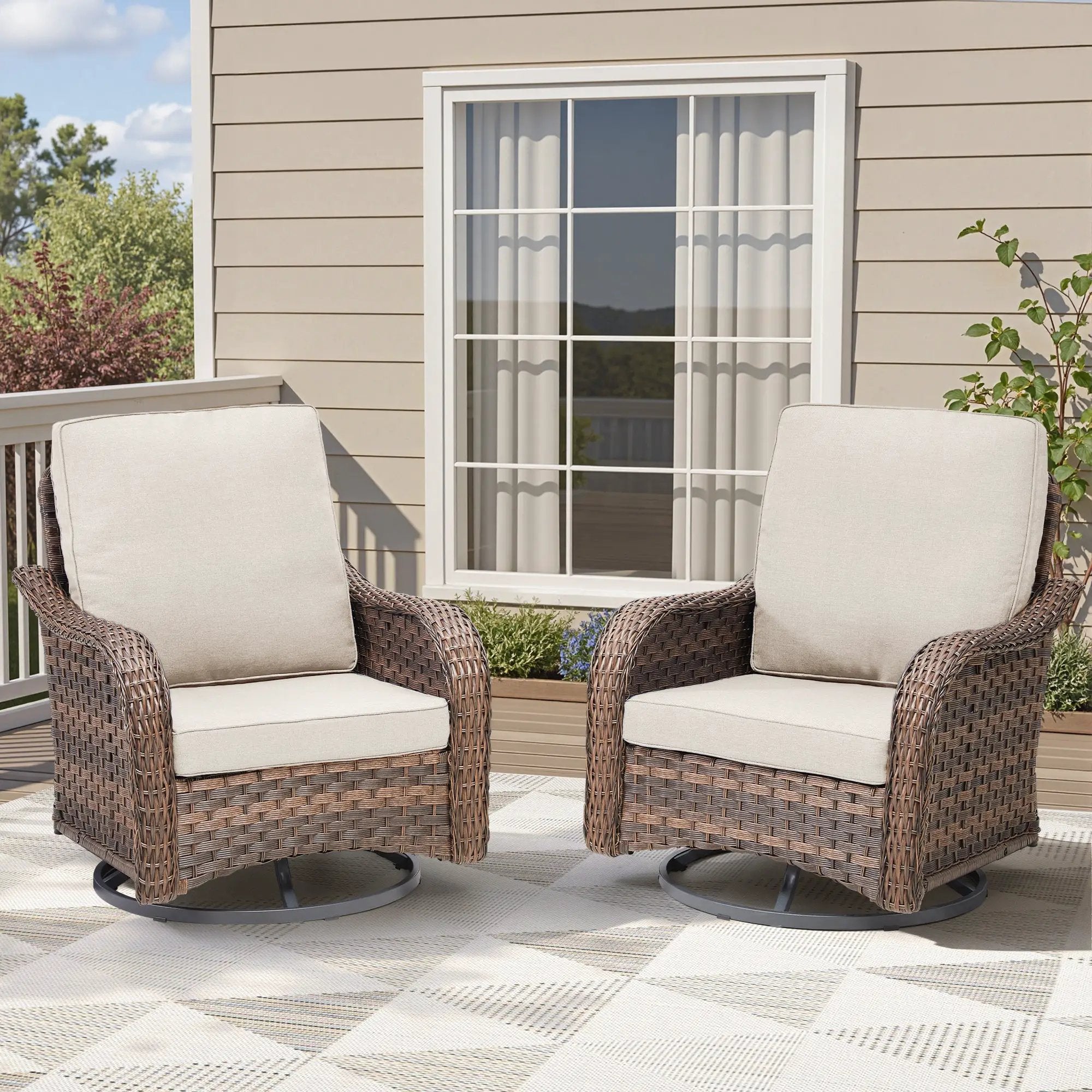 Patio Wicker Rocking Swivel Glider Rocker Chair Set of 2 for Porch by HouseOfZazla