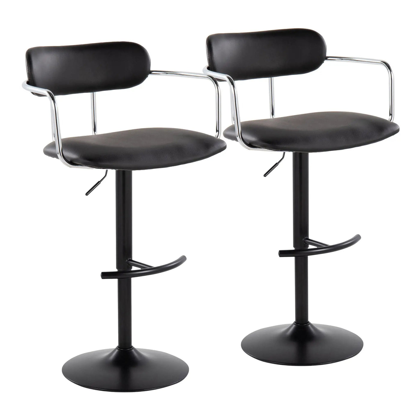 Demi - Contemporary Adjustable Height Barstool With Swivel With Rounded T Footrest (Set of 2) by HouseOfZazla