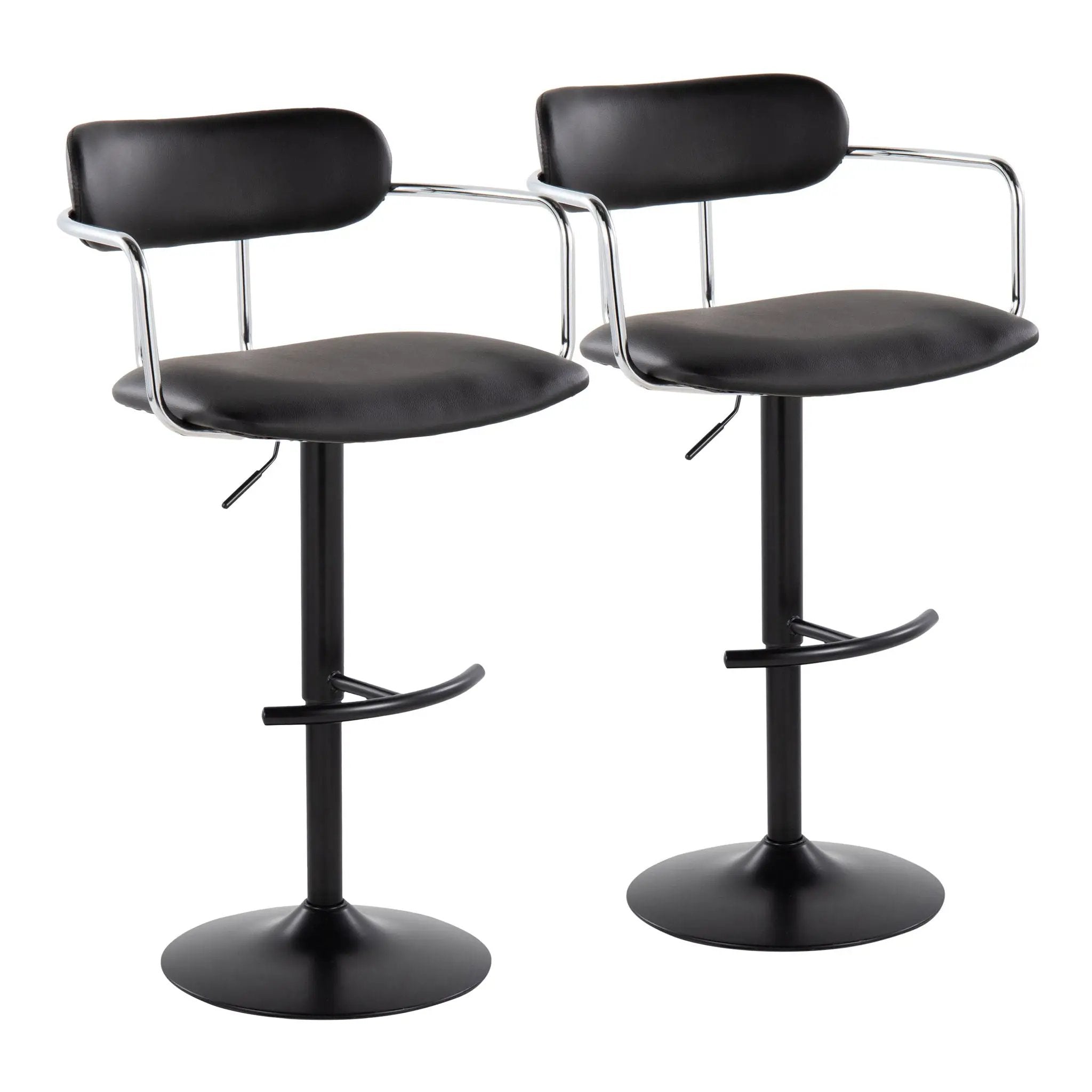 Demi - Contemporary Adjustable Height Barstool With Swivel With Rounded T Footrest (Set of 2) by HouseOfZazla