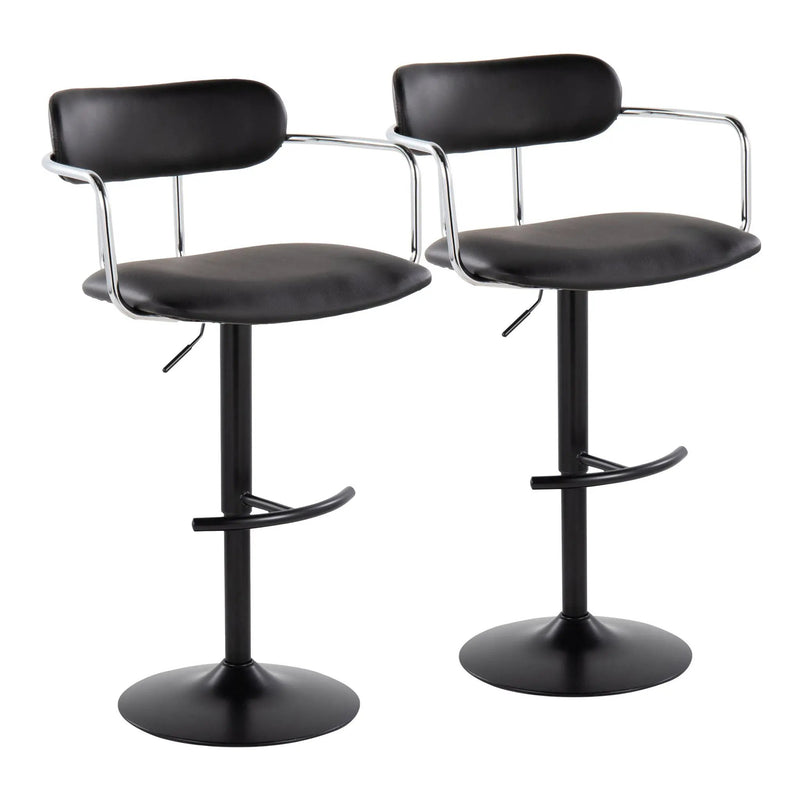 Demi - Contemporary Adjustable Height Barstool With Swivel With Rounded T Footrest (Set of 2) by HouseOfZazla