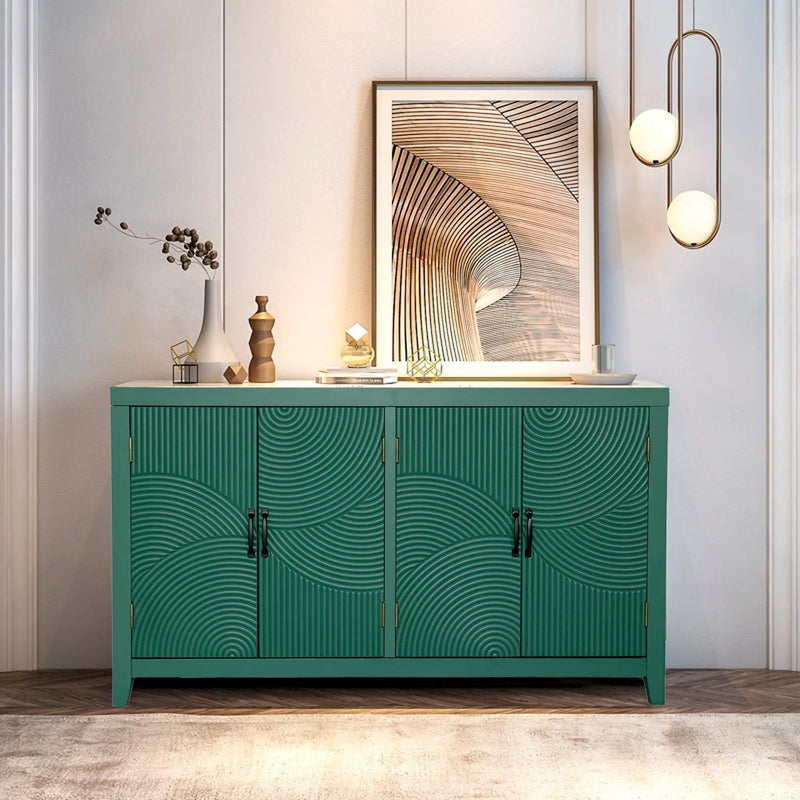 59in Green Accent Cabinet with 4 Doors Mid Century Modern Buffet by HouseOfZazla