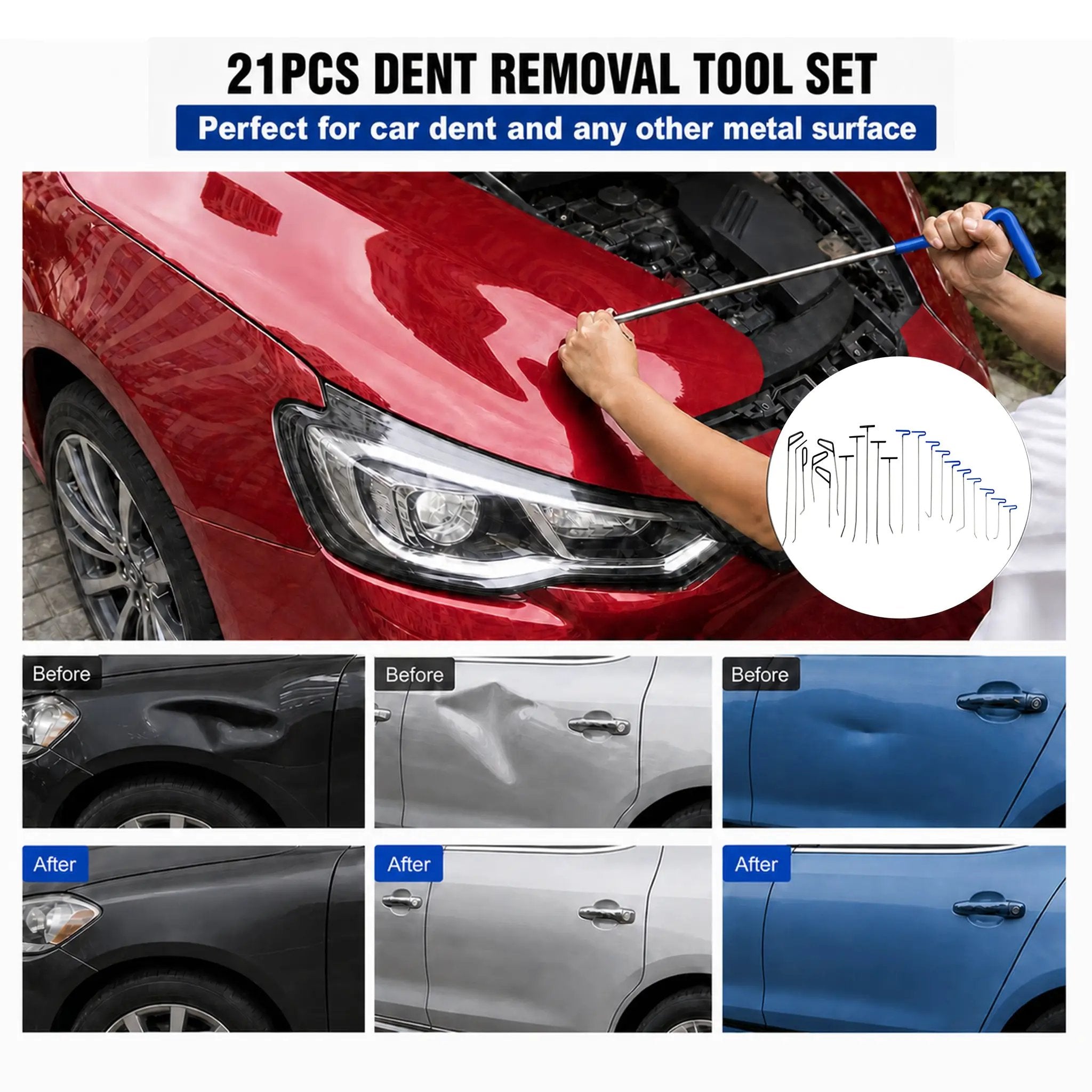 21 Pcs Paintless Dent Repair Rods Kit by HouseOfZazla