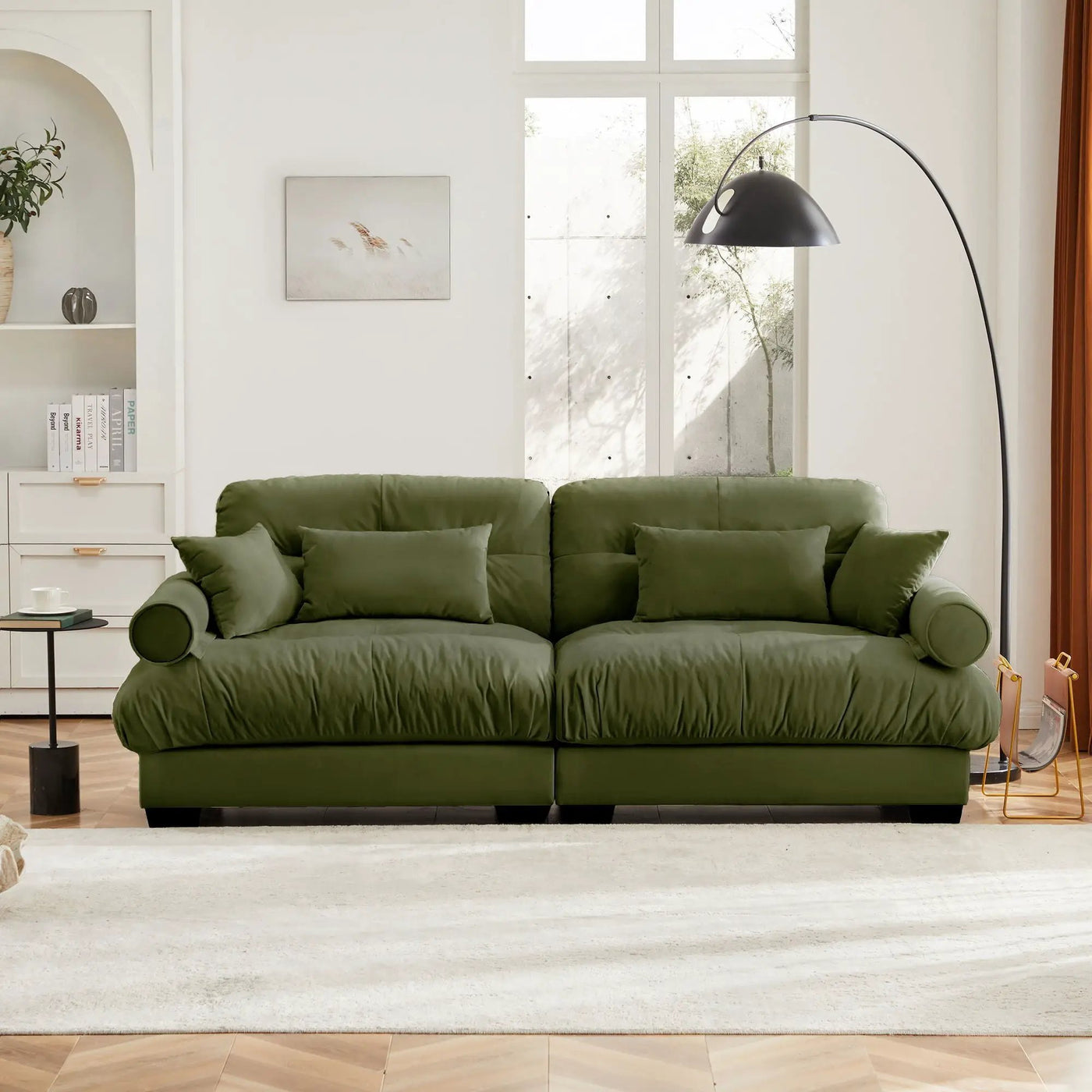 Modern Sofa With Bolstered Armrests And Pillows by HouseOfZazla