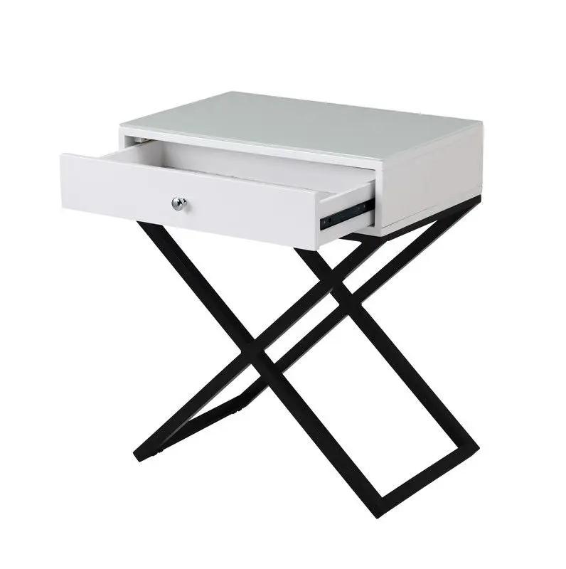Koda - End Side Table Nightstand, Drawer And Cross Base by Unique Piece Furniture