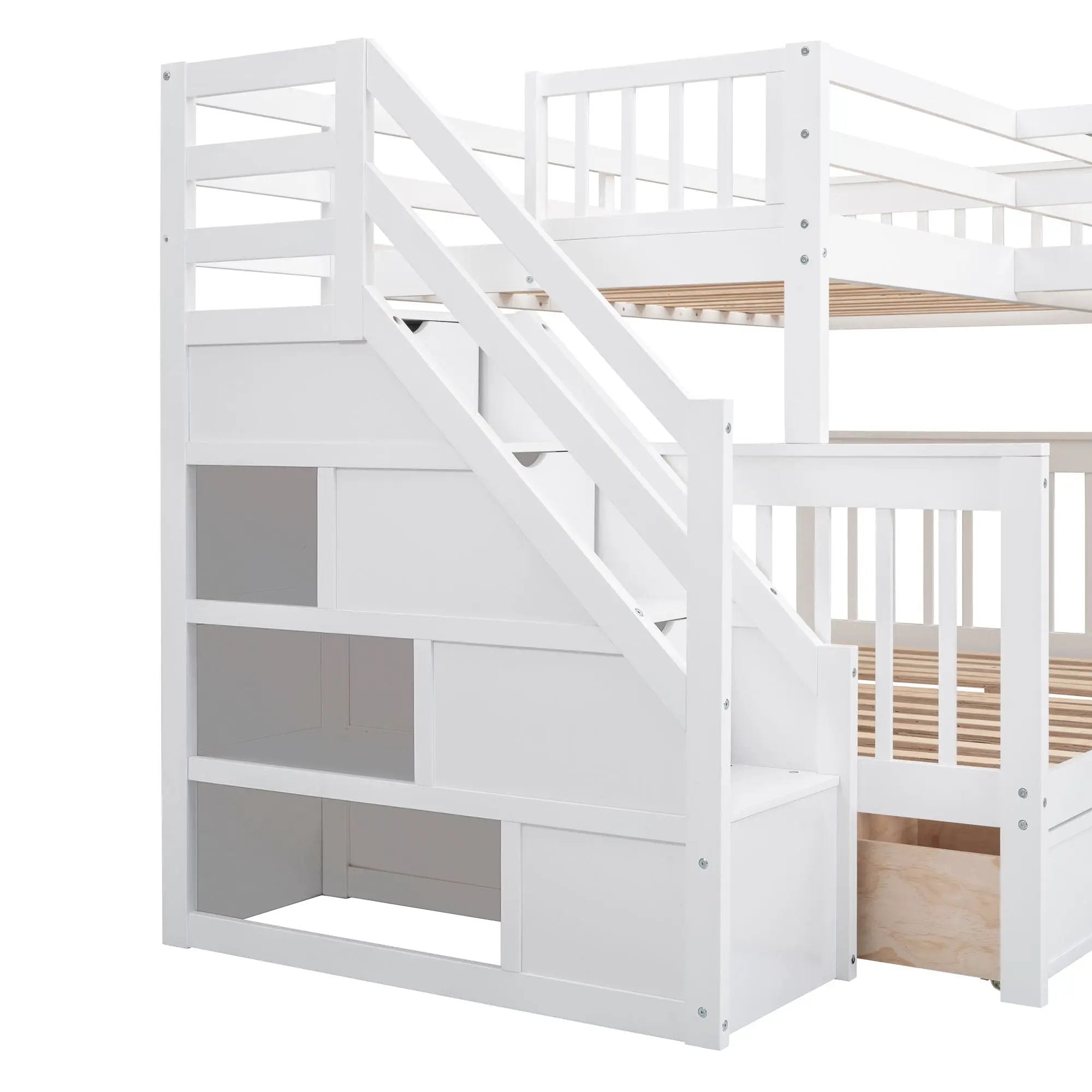 L Shaped Bunk Bed With 3 Drawers, Portable Desk And Wardrobe by HouseOfZazla