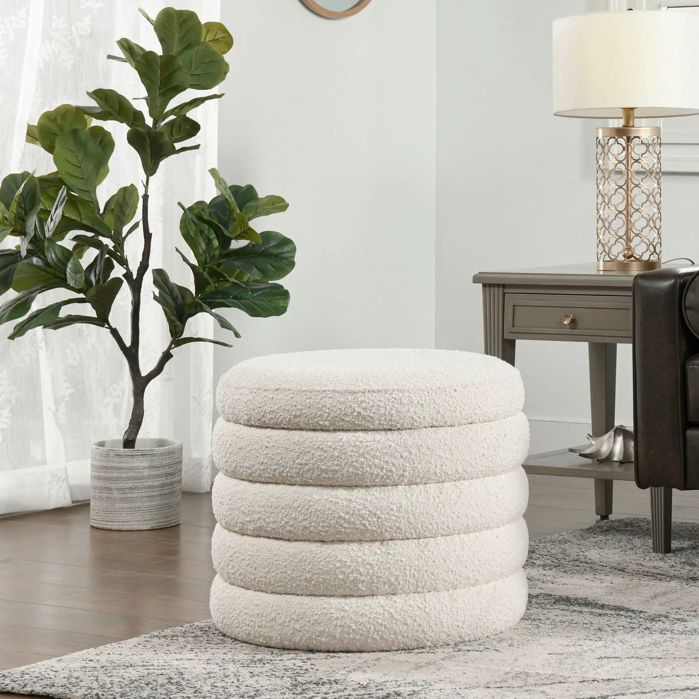 Fuji - Oversized Round Storage Ottoman by Unique Piece Furniture