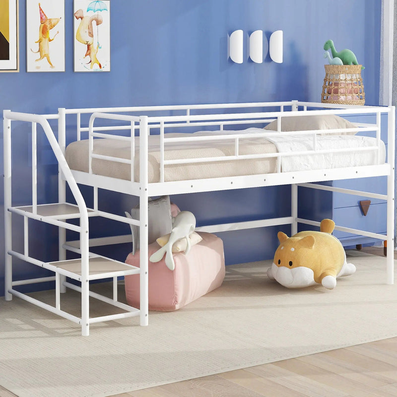 Loft Bed With Storage Stairs And Metal Frame by Unique Piece Furniture