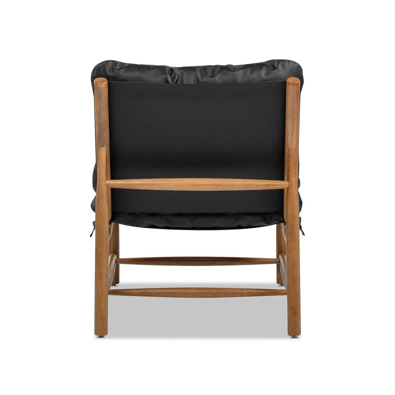 Oxford Leather Mid-Century Modern Accent Chair - Noir Black by Unique Piece Furniture