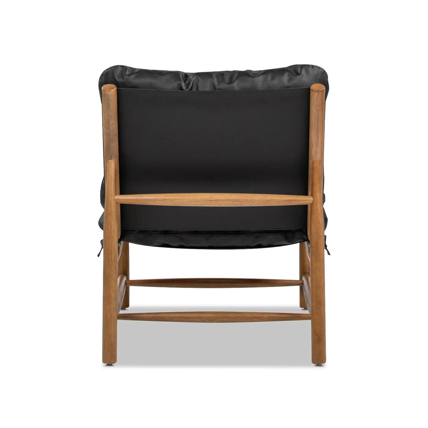 Oxford Leather Mid-Century Modern Accent Chair - Noir Black by HouseOfZazla