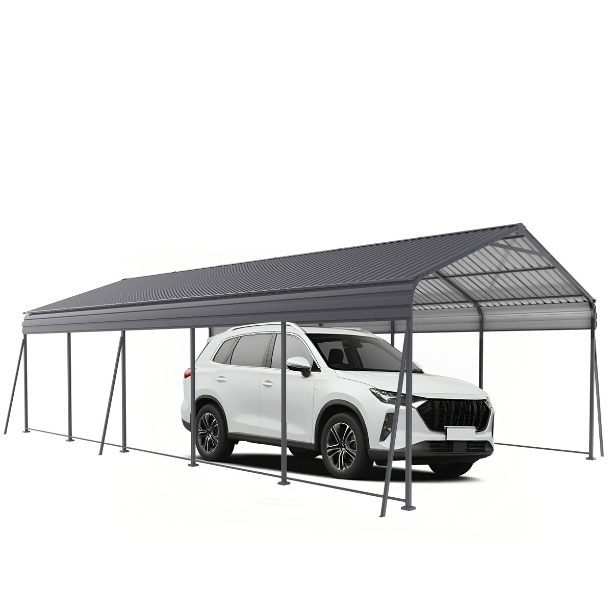 Metal Carport 13 x 26.5 FT with Galvanized Steel Roof - Heavy Duty Outdoor Shelter, photo 3 of 10