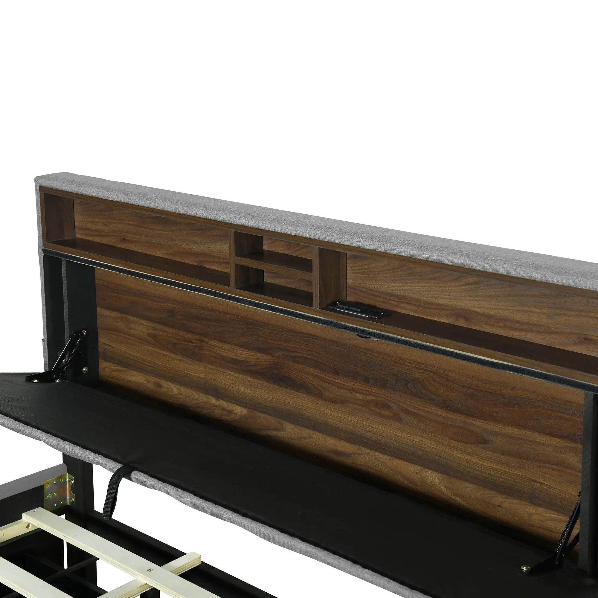 Upholstered Platform Bed With Storage Headboard, Trundle & 2 Drawers And A Set Of Sockets & USB Ports by HouseOfZazla