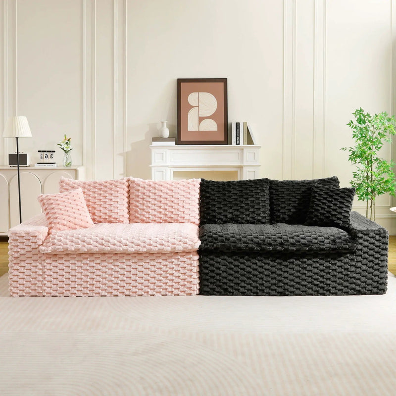 Multifunctional Sofa Pink Black, Fits 4 People by HouseOfZazla