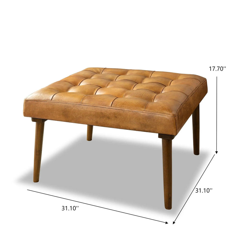 Mark - Tufted Square Genuine Upholstered Ottoman by Unique Piece Furniture