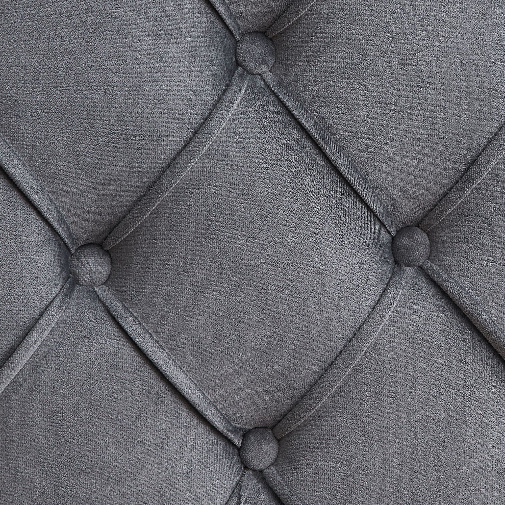 Velvet Button Tufted-Upholstered Bed With Wings Design Strong Wood Slat Support Queen Platform Bed - Gray by HouseOfZazla