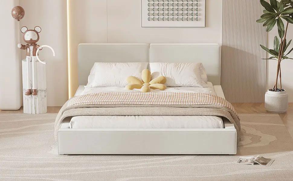 Upholstered Platform Bed, Grounded Bed With Solid Frame by HouseOfZazla