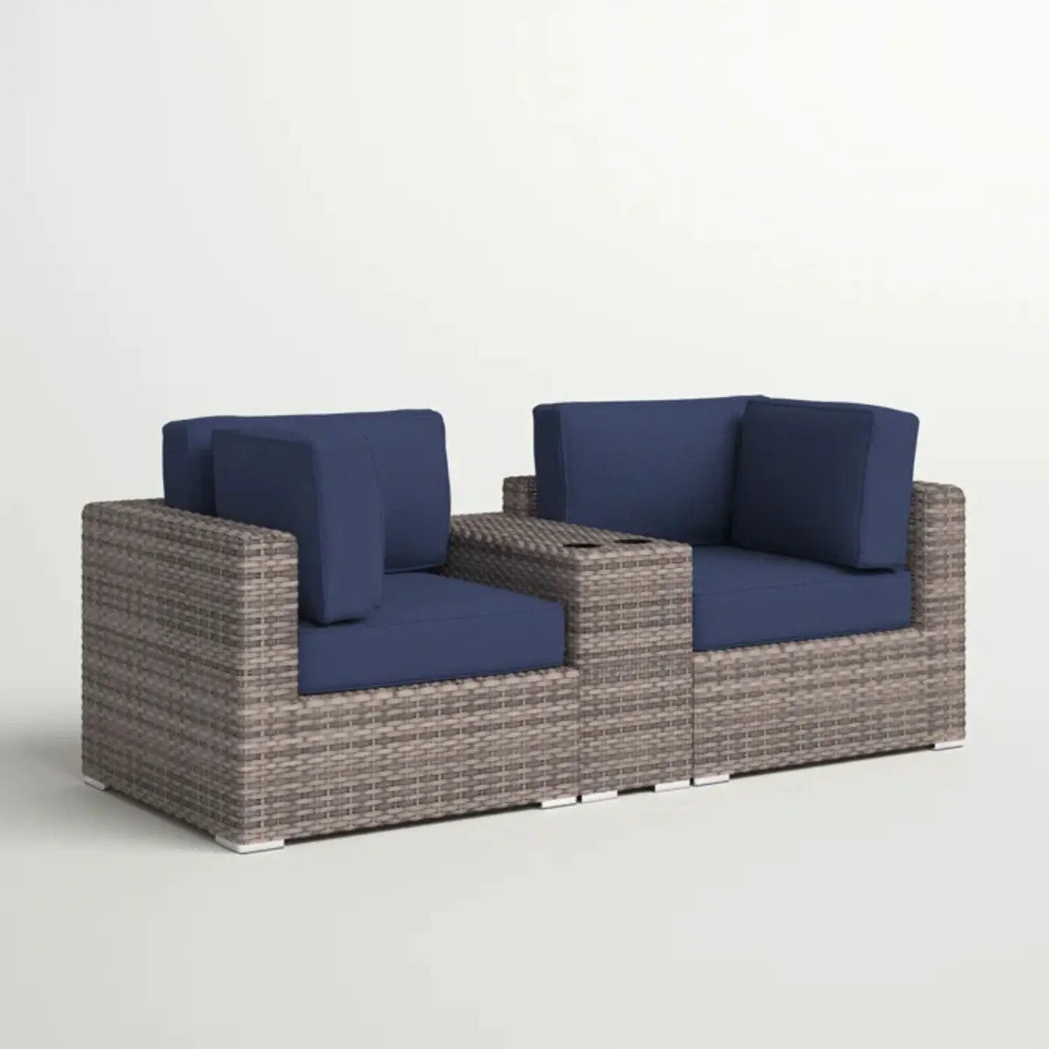 Outdoor Seating Group With Cushions 2 Person - Gray by HouseOfZazla