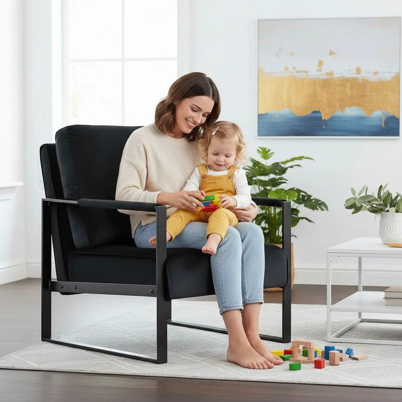 Classic Mid Century Modern Accent Chair With Durable Square Metal Frame, Armchair by Unique Piece Furniture