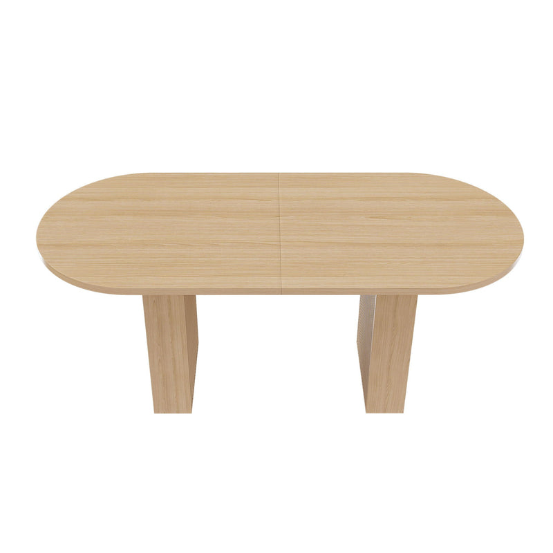 Oval Dining Table With Wood Strip Base by HouseOfZazla