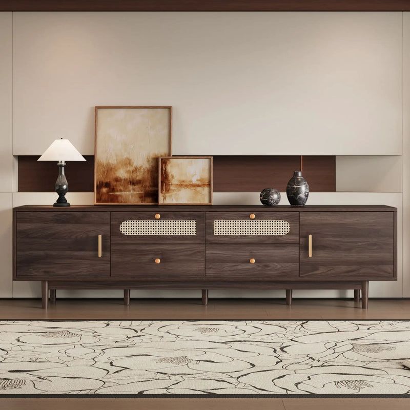 TV Stand With Drawers, Accent Entertainment Center For Living Room - Dark Brown by HouseOfZazla