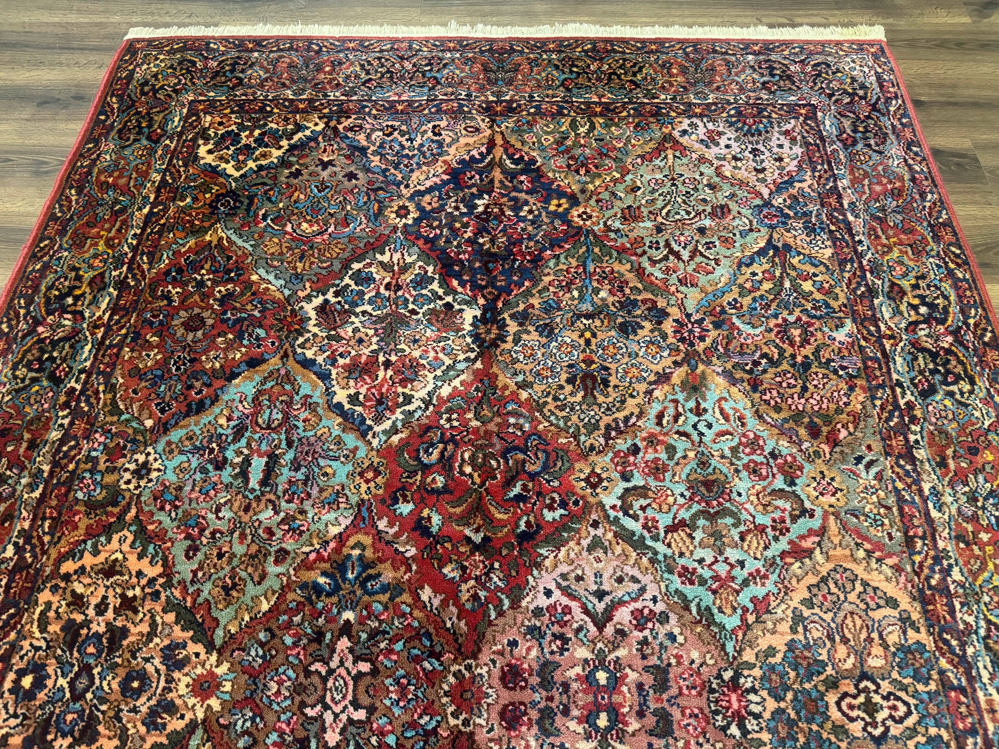 Karastan Rug 5.9 x 9, Multicolor Panel Kirman Rug #717, Wool Original Karastan Collection 700 Series by Jewel Rugs