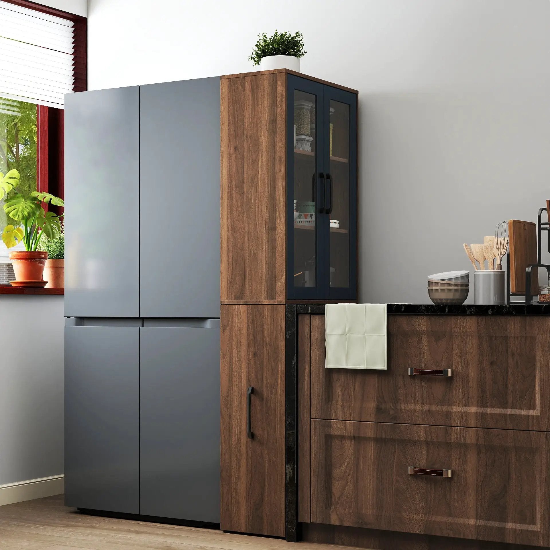 70.87" High Display Storage Cabinet with Multi-Tier Shelves and Glass Doors by HouseOfZazla