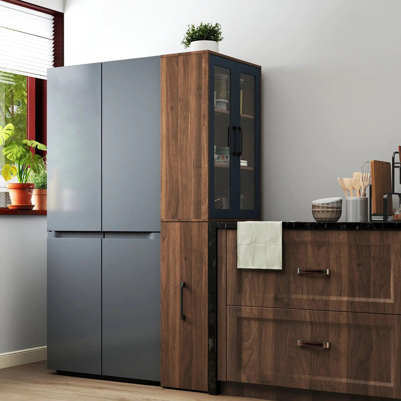 70.87" High Display Storage Cabinet with Multi-Tier Shelves and Glass Doors by HouseOfZazla