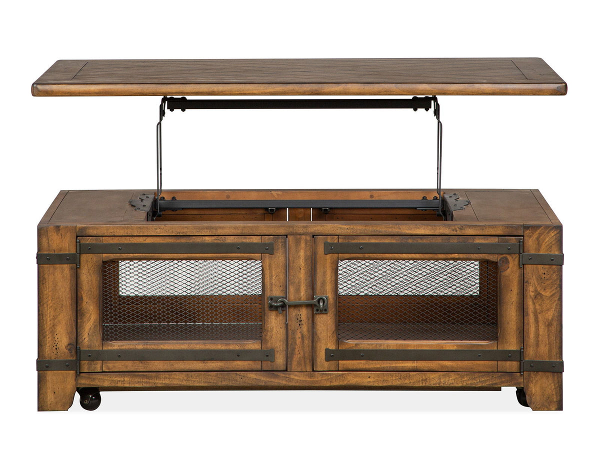 Chesterfield - Top Storage Cocktail Table With Casters - Farmhouse Timber, photo 6 of 7