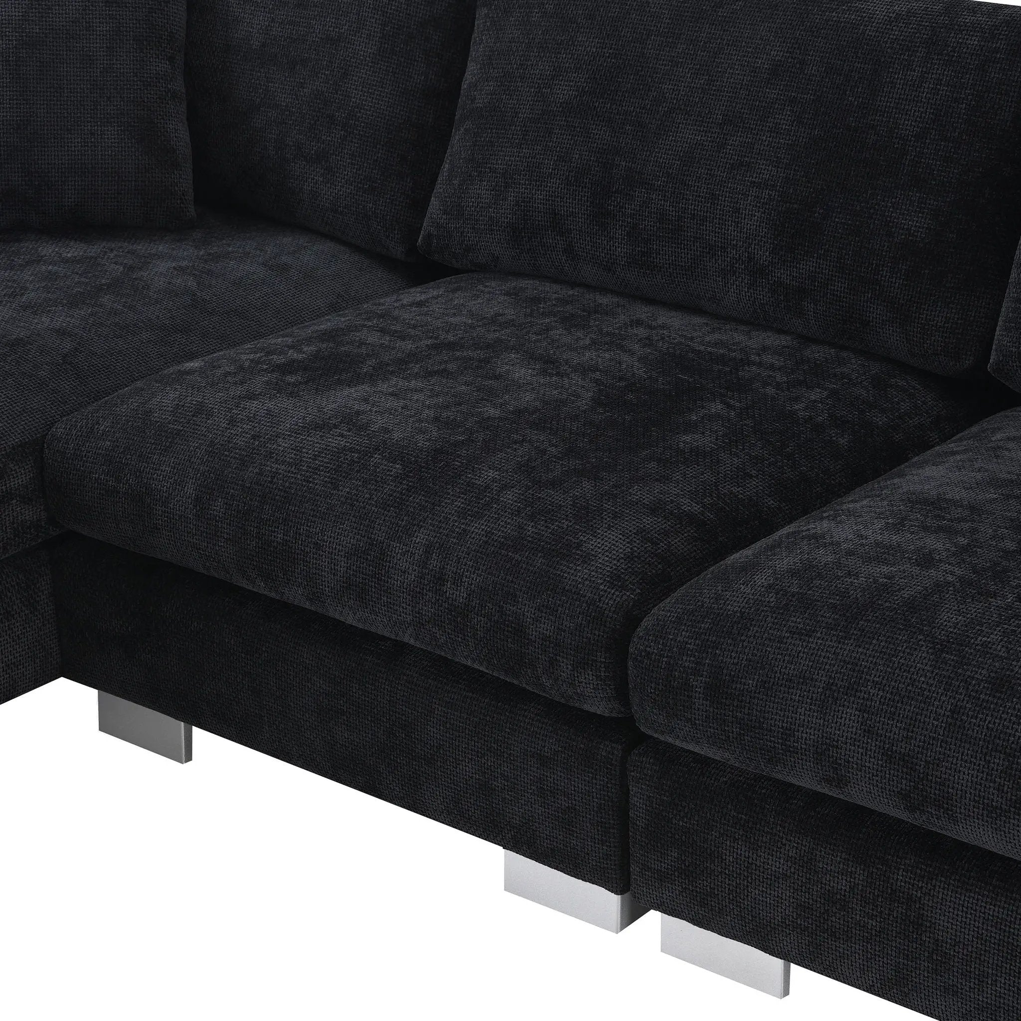Modern Cloud Sectional Sofa L Shaped Luxury Couch Set With 2 Free Pillows 4 Seat With Oversized Chaise by HouseOfZazla