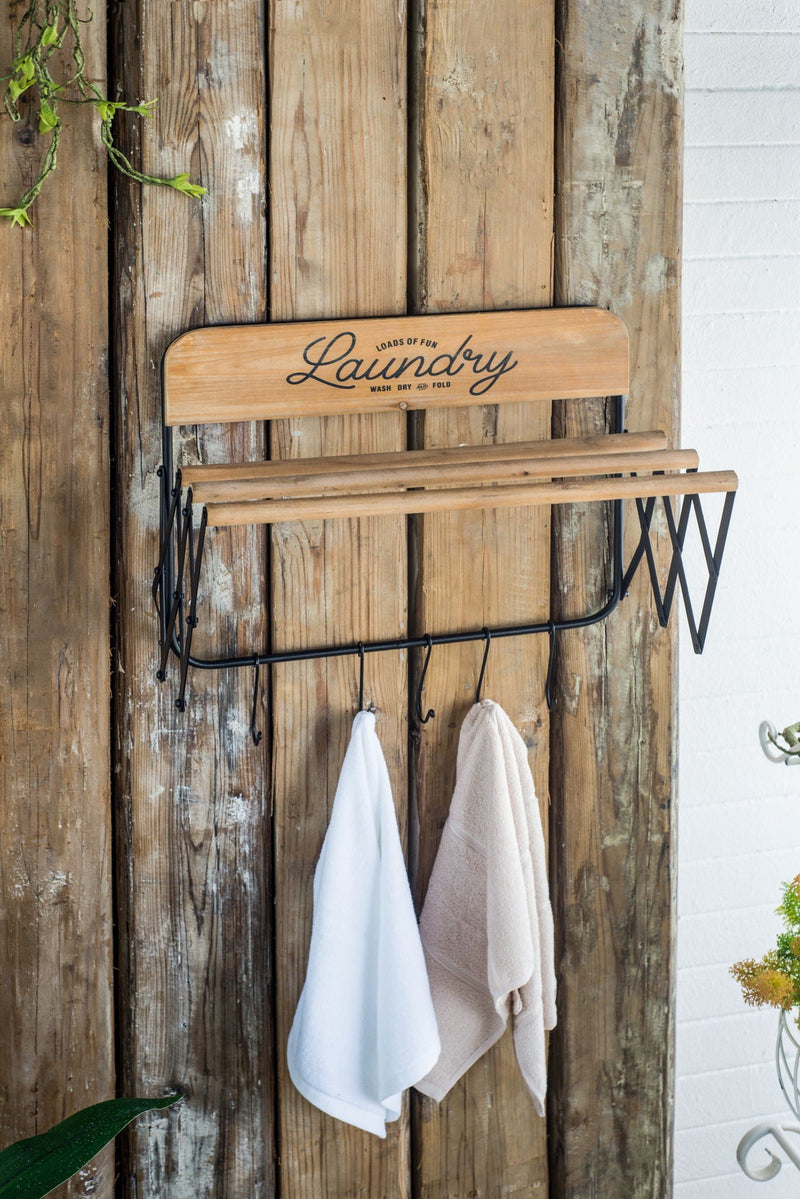 Laundry Rack With Accordion Design - Brown / Black - Black Brown by HouseOfZazla