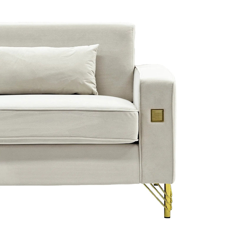 Ivory White 2-Piece Velvet Sofa Set by HouseOfZazla