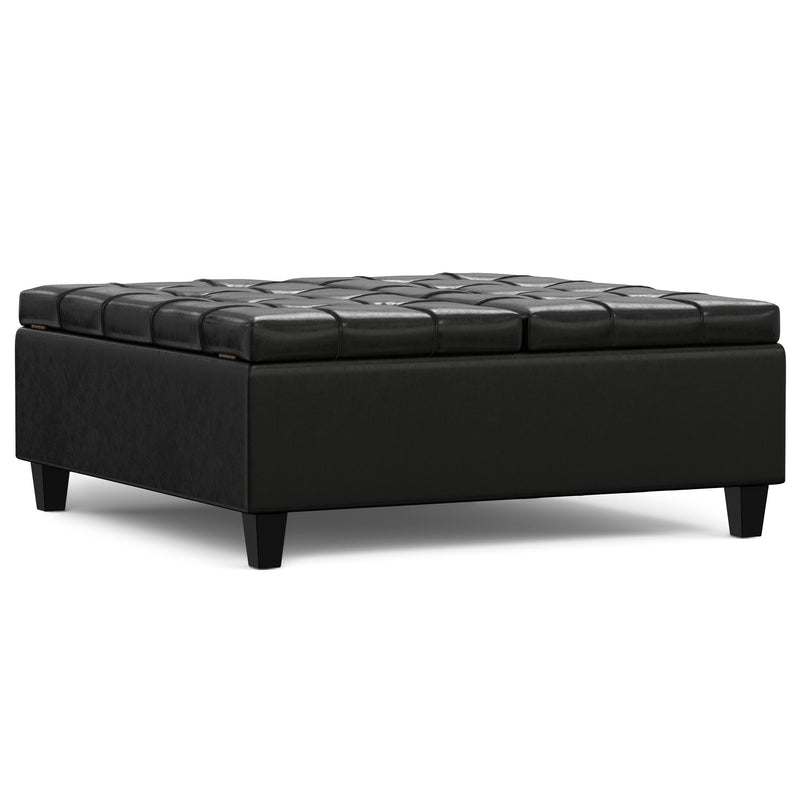 Harrison - Large Square Coffee Table Storage Ottoman - Black by HouseOfZazla