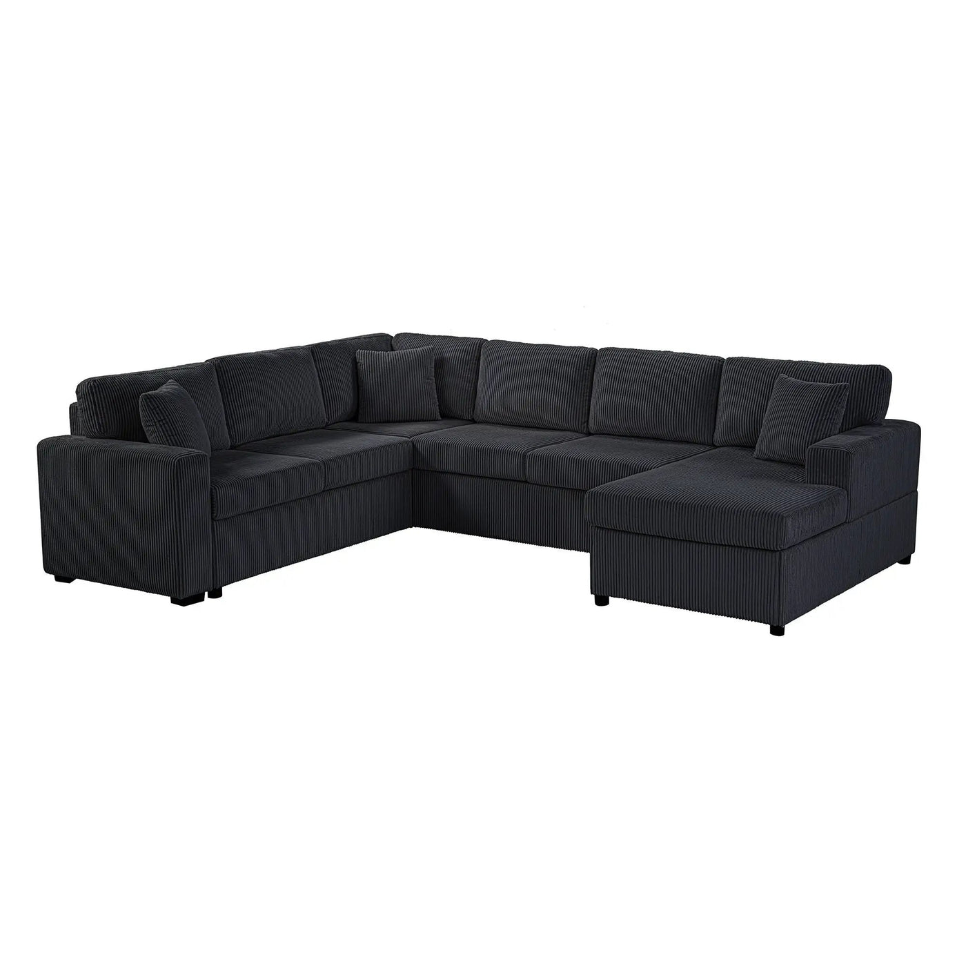 Oversized Sectional U-Shaped Sofa With Chaise Lounge And Three Soft Throw Pillows by HouseOfZazla