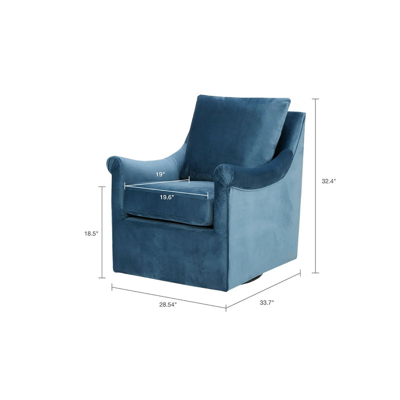 Swivel Chair With Curved Arms And Straight Back - Blue by HouseOfZazla