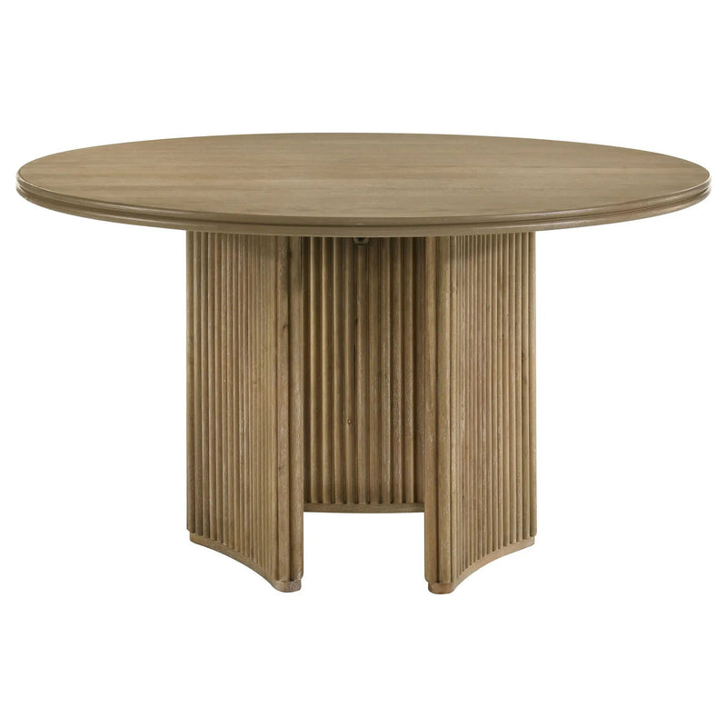 Adina 53-inch Round Wood Dining Table Distressed Light Brown by Unique Piece Furniture