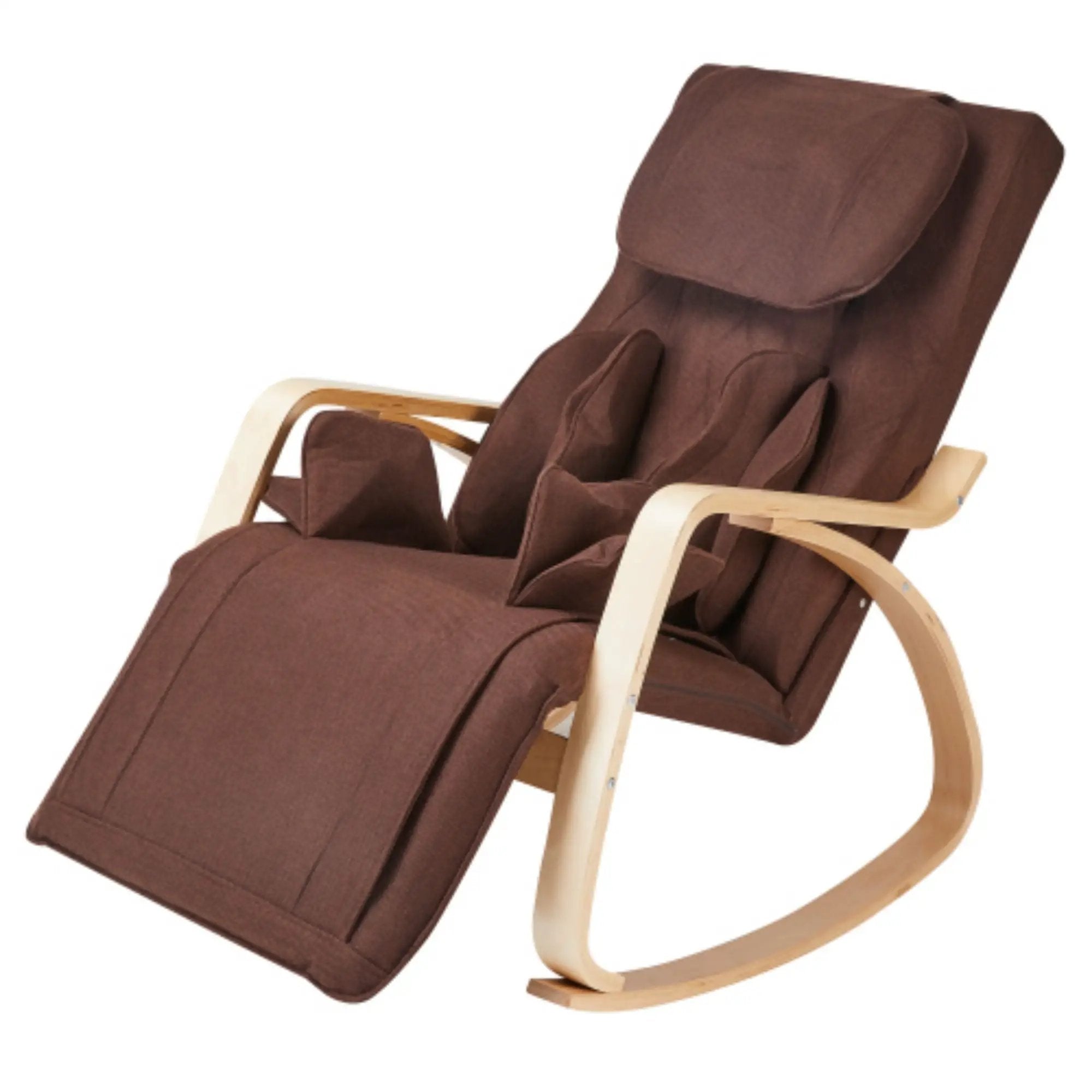 Comfortable Relax Rocking Chair With Full Massage Function Cotton Fabric Air Pressure - Brown by Unique Piece Furniture